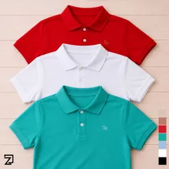 Kit 3 Camisa Básica Polo Infantil Piquet Algodao Menino