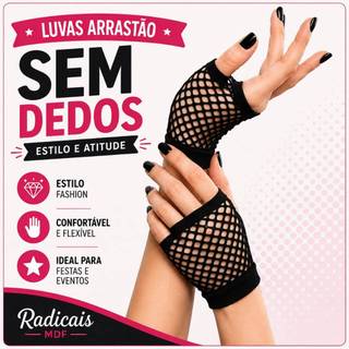 Luva Arrastão Curta Punk Rock Gótico Egirl Cosplay Aesthetic Tumblr Fantasia Carnaval Halloween