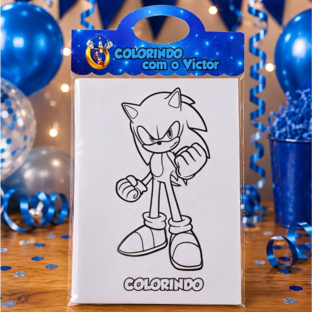 Kit Colorir Sonic Infantil Personalizado| Lembrancinha Aniversário | 8 Desenhos para Colorir SONIC