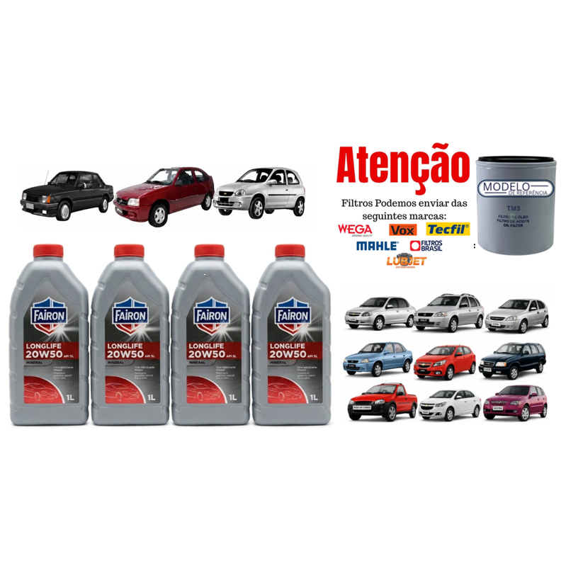 Kit Óleo + Filtro Gm Corsa Celta Astra Cobalt Monza Fairon 20w50