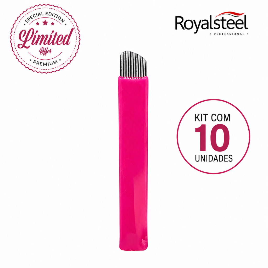 Lâmina Edição Especial Ultra Blade TP-D 16 Pontas V 0.18mm Pink Kit com 10un - Royal Steel (Anvisa)