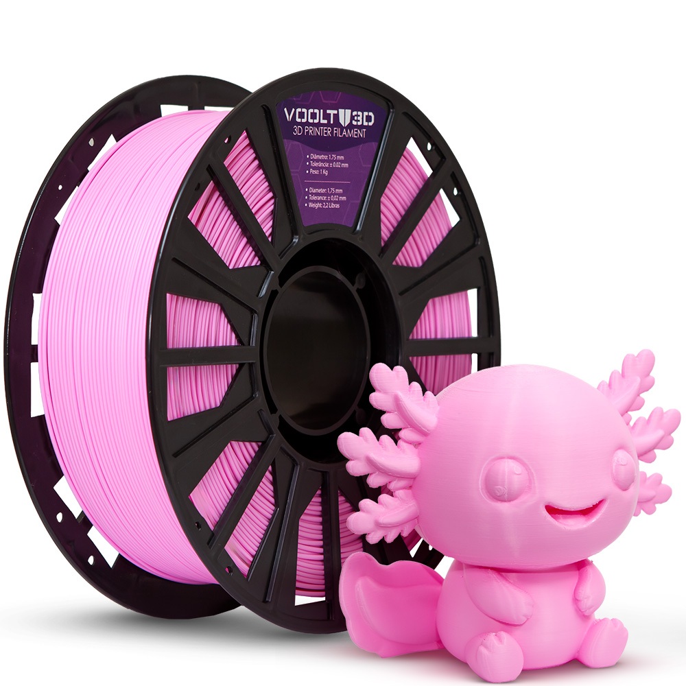 Filamento PLA Rosa Sólido Premium 1Kg 1,75mm Para Impressora 3D FDM - Voolt3D