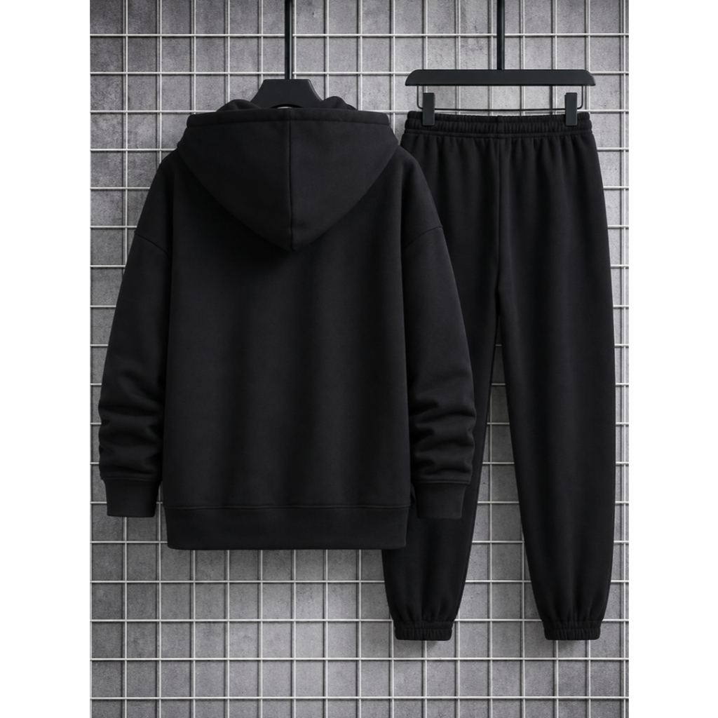Conjunto Blusa Cacharrel com Capuz Calça Moletom Flanelado