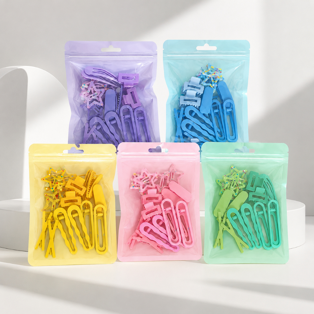ANA1108 Kit36 Presilhas de Cabelo Infantil Estrela BB Clip e Bico de Pato Rosa Acessórios