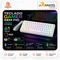 H'MASTON TK12 Teclado Mecânico 60% Teclado Mecanico Teclado Gamer Mecanico Teclado Mecânico Sem Fio Teclado Gamer