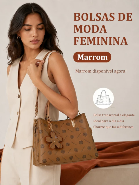 TOMI MITO Bolsa Feminina Tote Grande Estampada com Alça de Ombro Transversal Ajustável e Removível TM9220
