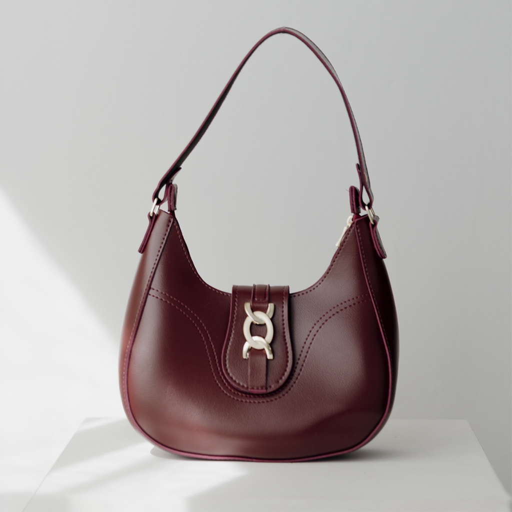 Bolsa Feminina Baguete Vinho Ombro Estilosa Casual