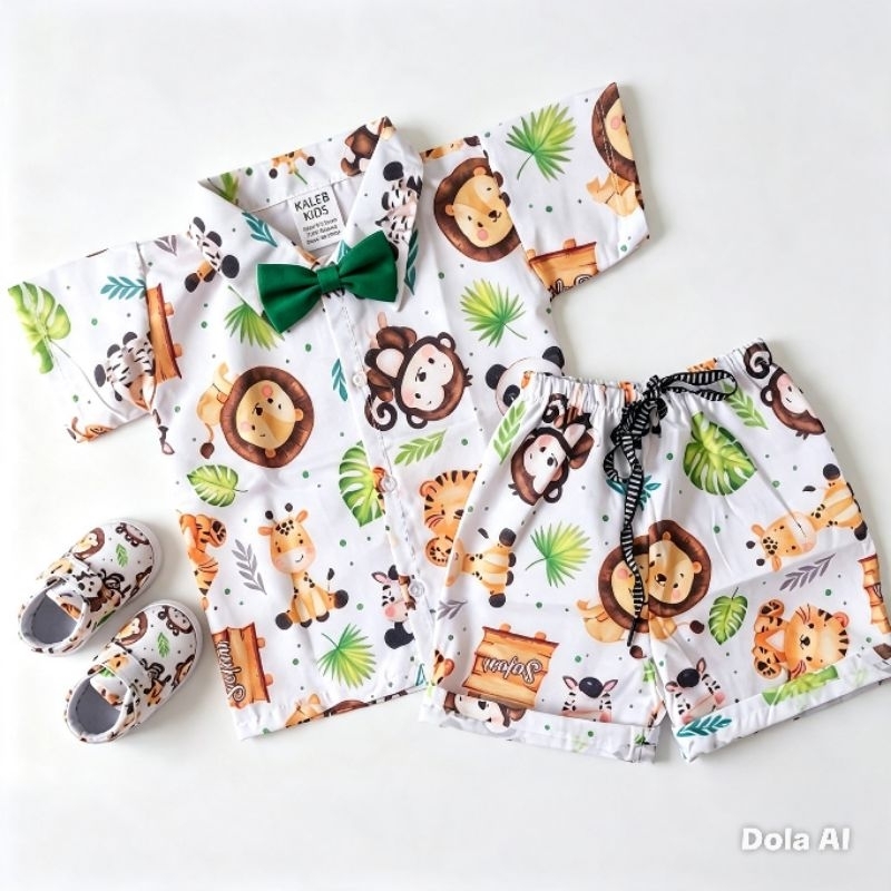 Conjunto Safari Menino infantil Camisa E Bermuda Roupa Temática Para Festa Aniversário Ensaio Fotográfico