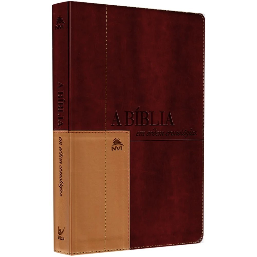 Bíblia Nvi Em Ordem Cronológica - Capa Luxo Vermelho / Mostarda
