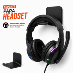 Suporte Para Headset Organizador Fone Gamer Parede PC Com Fita Dupla Face