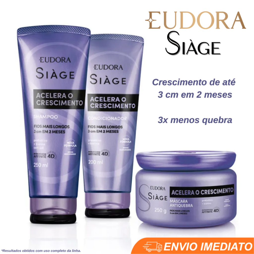 Eudora Siàge Acelera o Crescimento: Shampoo + Máscara Capilar +