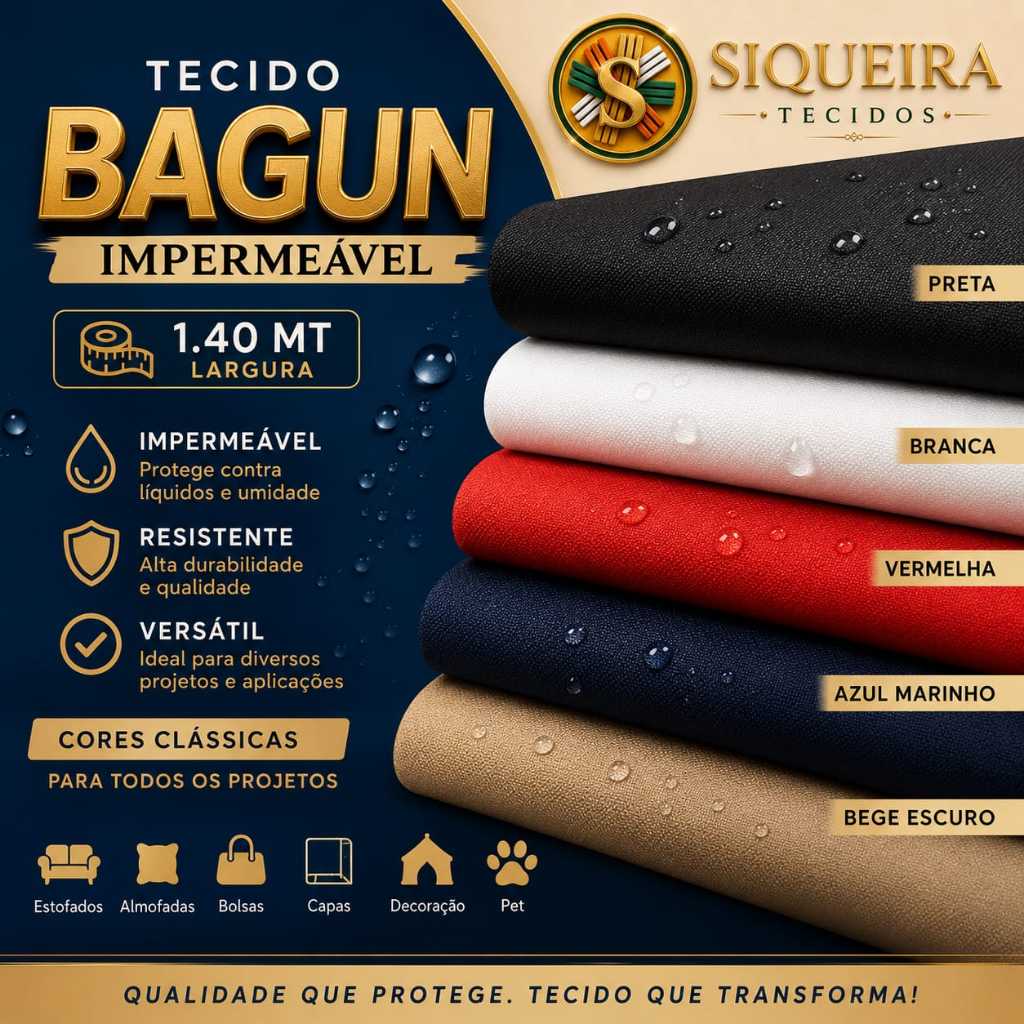 Tecido BAGUN IMPERMEAVEL (VENDIDO A PARTIR DE 25 CM X 1,40 MT LARGURA) ATENÇÃO AS MEDIDAS - IMPERMEAVEL/SINTETICO.