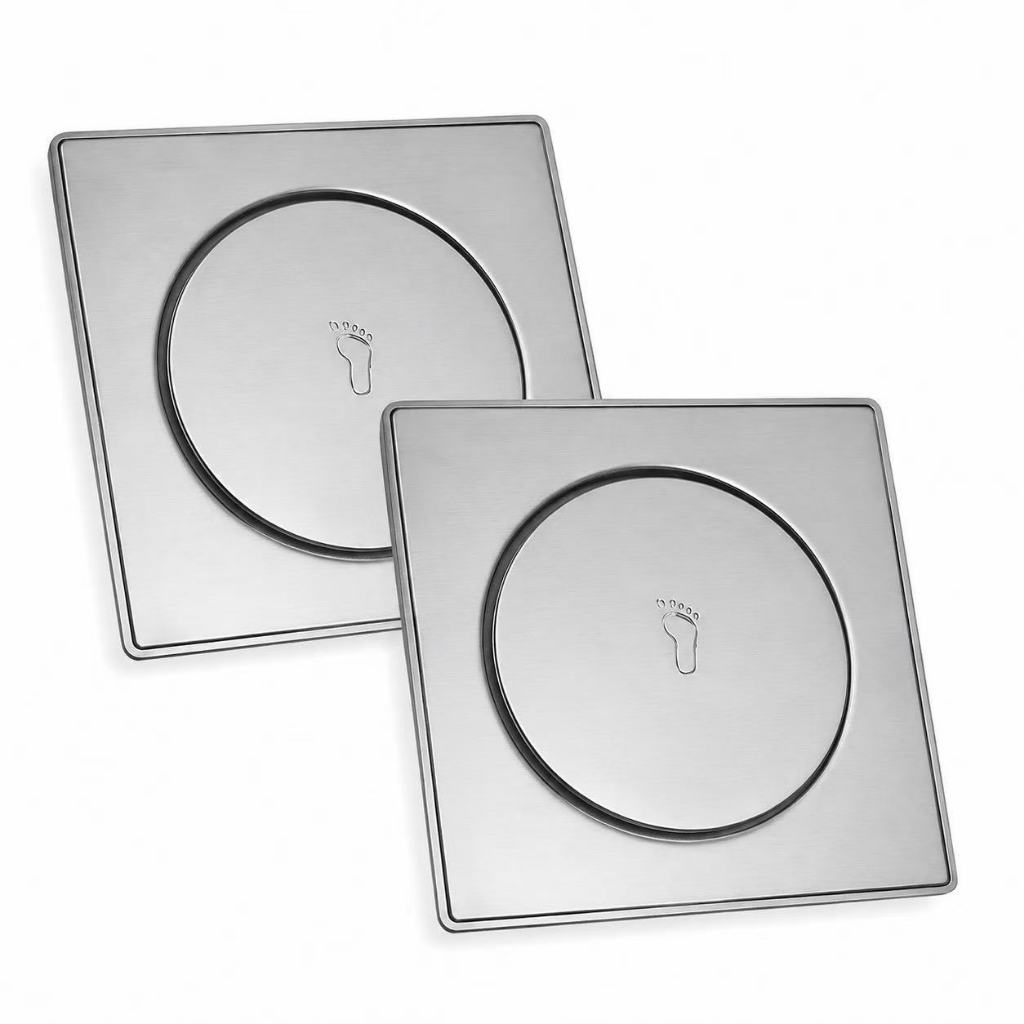 1/2 Ralo Inteligente 10x10/15x15Cm Click Inox Banheiro Lavabo Veda Cheiro