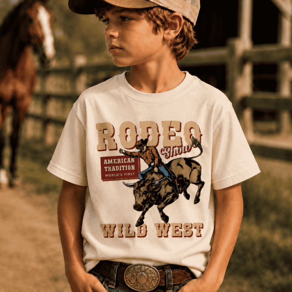 Camiseta Country Infantil Menino  Rodeio Wild West Algodão 2 ao 16