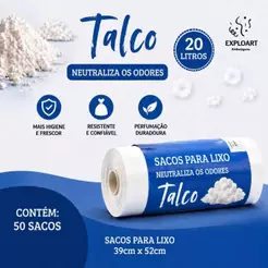 Saco de Lixo Branco Talco Perfumado 20 LITROS | Resistente | PERFUME DE TALCO | 50 unidades | Neutraliza Odores