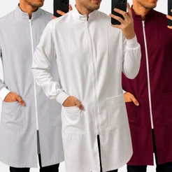Jaleco Masculino Liso Várias Cores Crepe Barbie Gola Padre Manga Longa Enfermagem Odontologia
