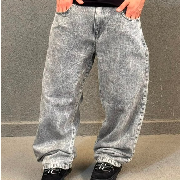 Calça balão baggy Jeans Oversized Skate Estilo Urbano Cinza Moda Masculina Feminina Streetwear Skate