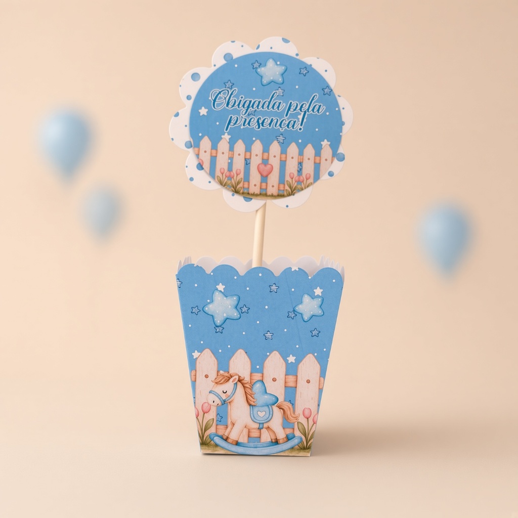 Centros de mesa CAVALINHO DE MADEIRA AZUL lembrancinhas personalizadas para aniversario infantil decoração kit festa