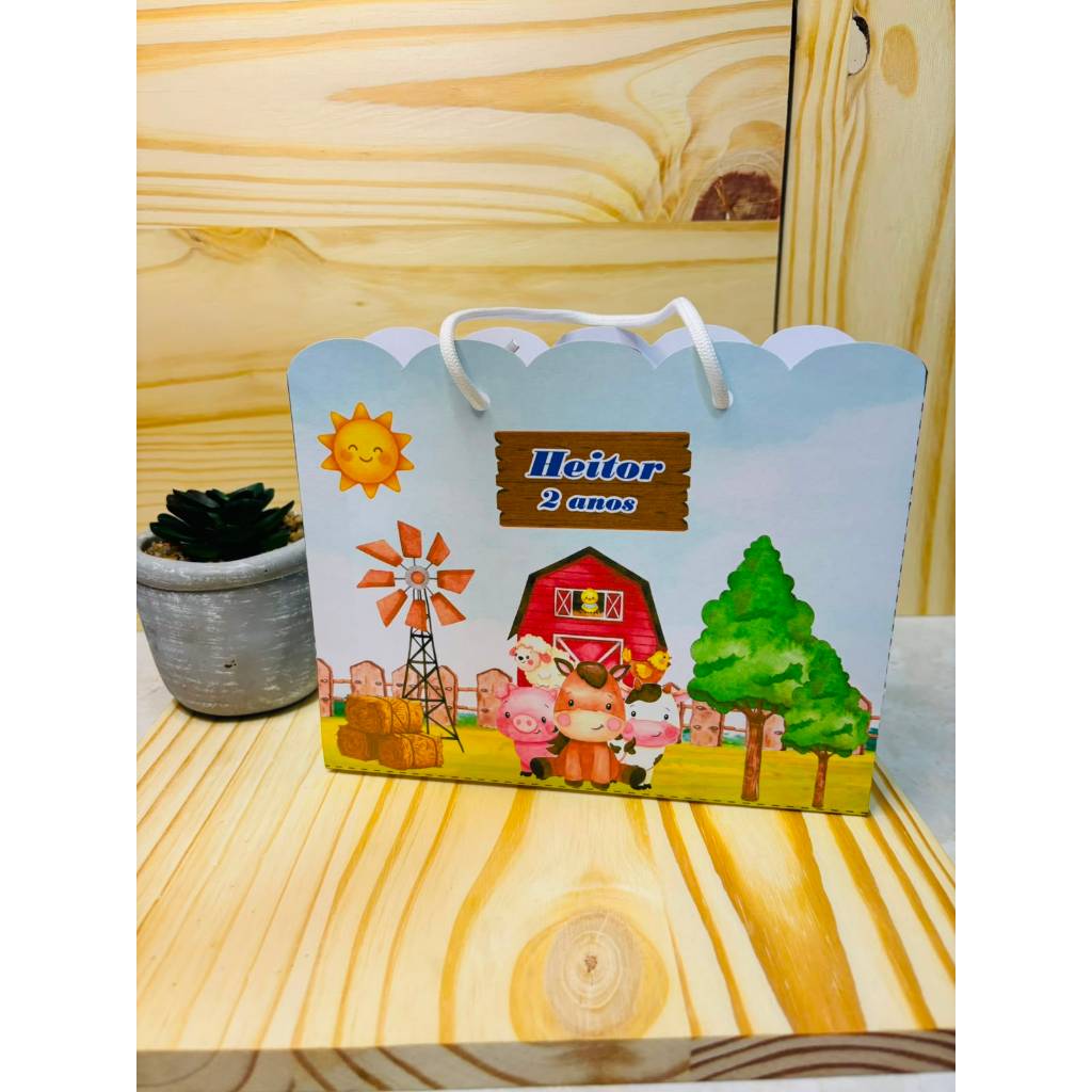 sacolinha Personalizada fazendinha menino Lembrança para festa de Aniversário