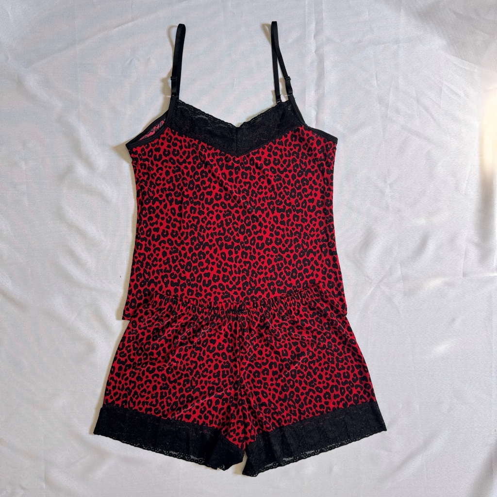 Baby Doll Feminino Liganete com Renda Alça Regulável Estampado Oncinha Pijama Curto Premium Confortável Verão Fresquinho