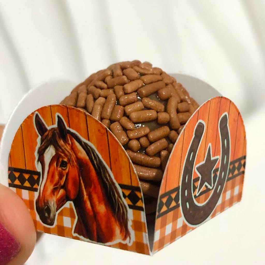 Forminha para Doces Cavalo /Haras | Porta Brigadeiro e Beijinho | Personalizado Festa Infantil Cowboy Country