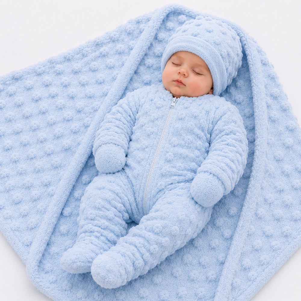 Saida Maternidade Zafira C/4 Peças para Bebê Pipoquinha 80x100cm Conforto Premium Menino -Menina