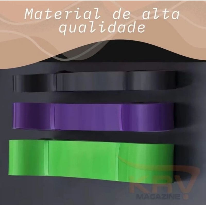 Super Bands Elásticos Extensores Crossfit, Musculação e Treino Funcional - 3 Resistências+ Guia exclusivo de exercícios.