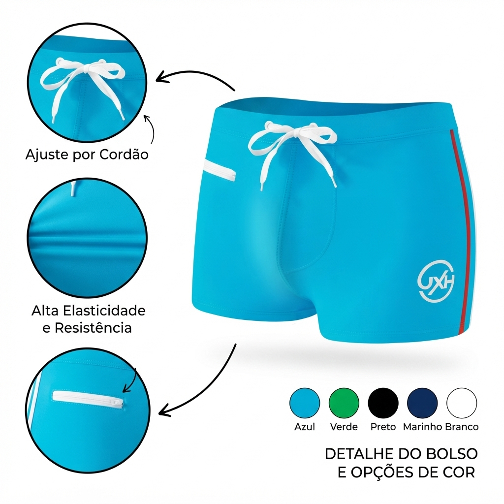 Z&D Lingerie Sungas Masculinas Cuecas Boxers Bolsos Com Zíper Contraste Colorido