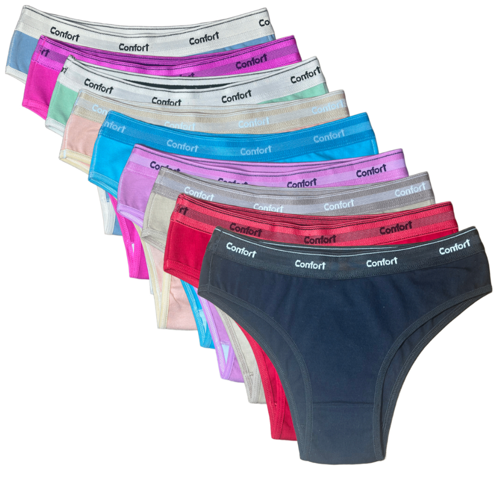 Kit 10 ou 5 Calcinhas Feminina Algodão Premium Confortável Cós Médio