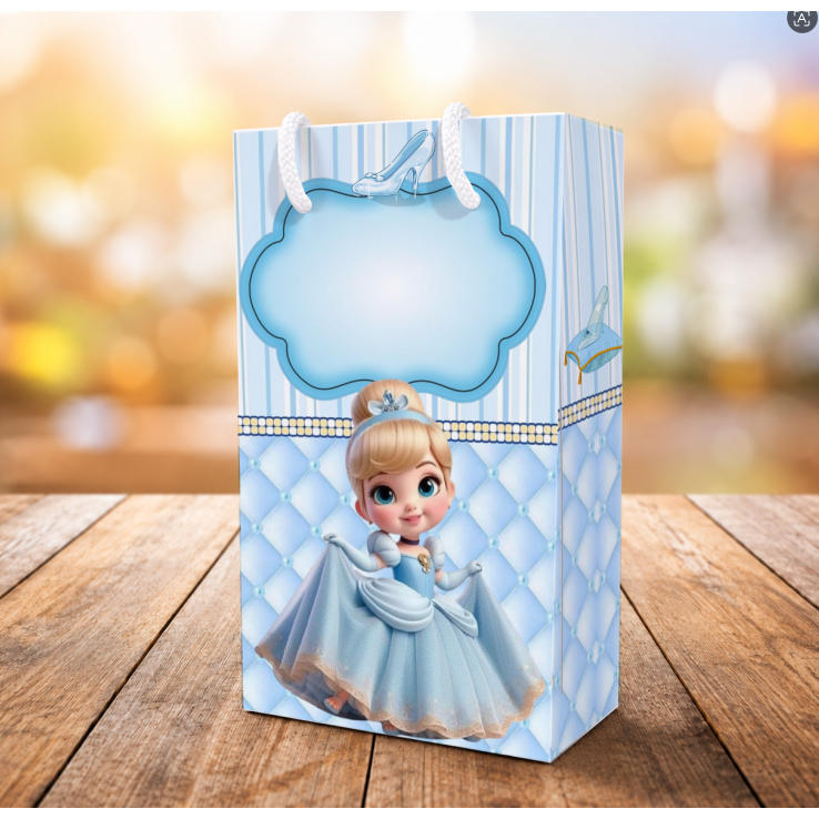 SACOLINHA PERSONALIZADA CINDERELA BABY (PEGUE E MONTE) PERSONALIZADOS LEMBRANCINHAS SACOLINHA