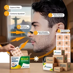 Dilatador Nasal Anti Ronco 30 Adesivos Melhora Respiração Sono Dormir Bem Alívio Apneia Nariz Entupido 4 Tamanhos