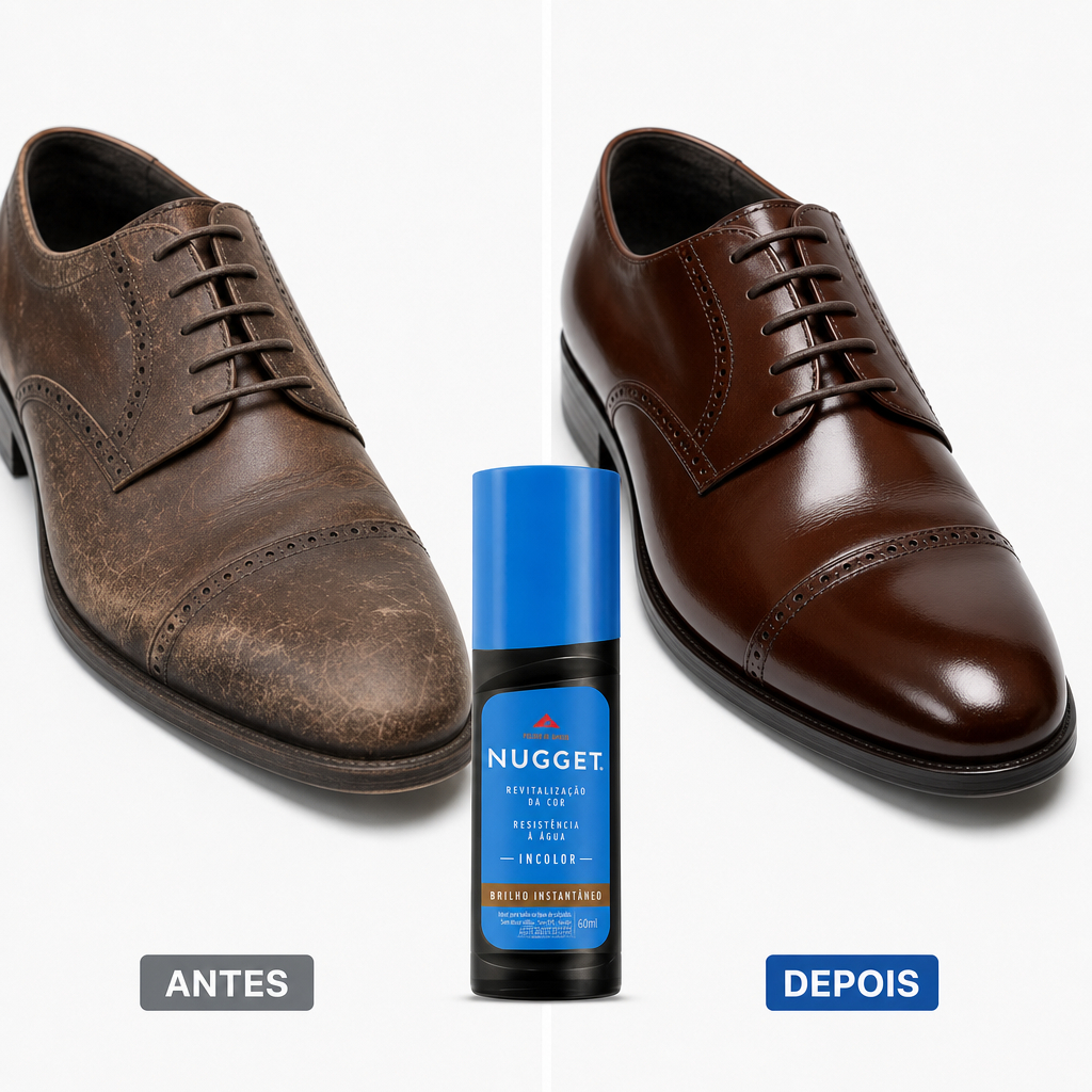 Polidor de Sapatos Nugget Líquido Incolor 60ml Brilho Instantâneo e Revitalização
