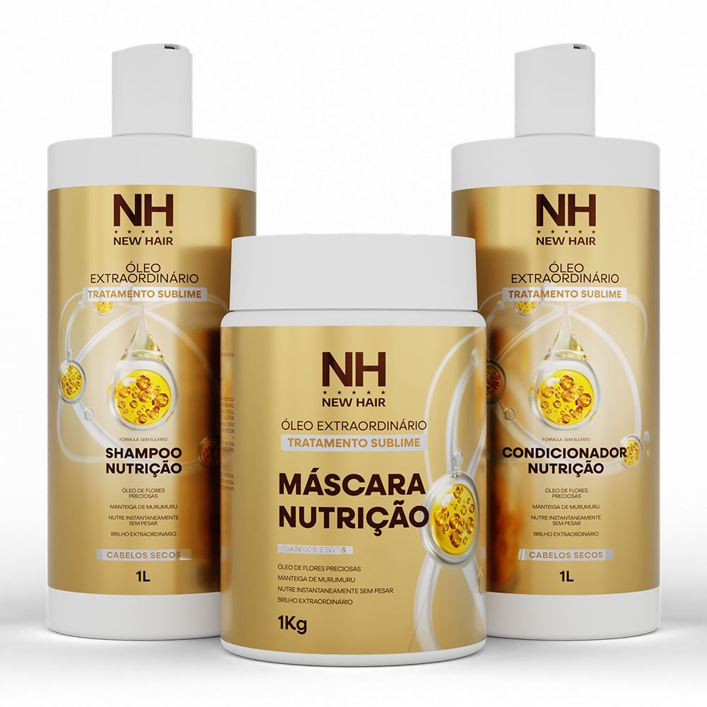 Kit Óleo Extraordinário Tratamento Sublime Salão 1l - New Hair - Linha Profissional