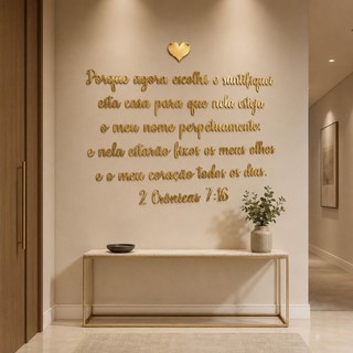 Letreiro Acrílico Versículo Bíblico Frase Decorativa DOURADO ou PRETO Religiosa Para Parede 2 Crônicas 7 16