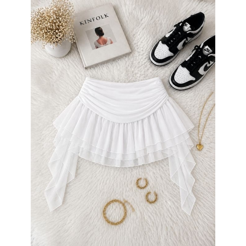Short Saia Tule Forrado Feminino Babado Cintura Baixa Moda Gringa — imagem 2 de 2
