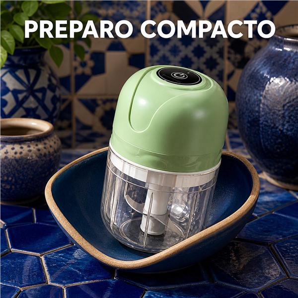 Mini Processador De Alimentos Elétrico Triturador De Alho Temperos USB Verde