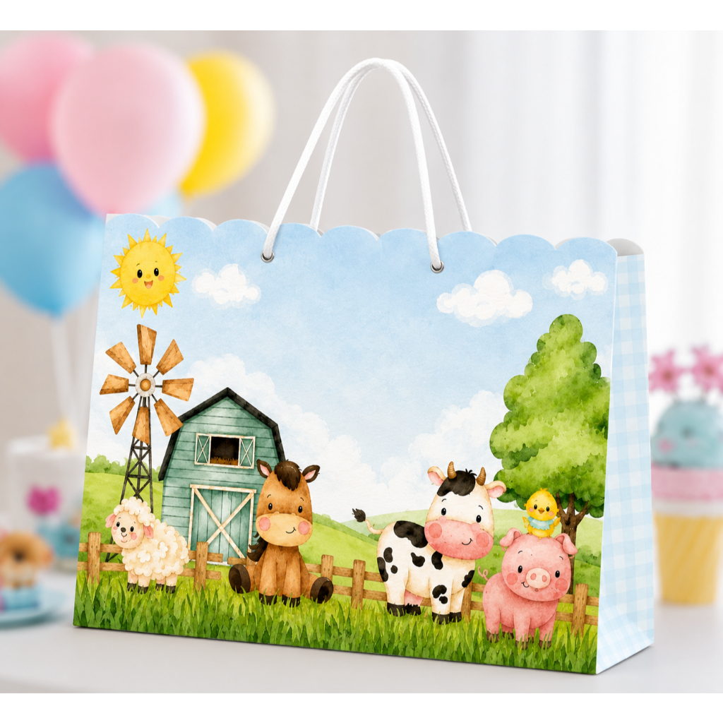 sacolinha personalizada fazendinha menino, sacola personalizada, lembrancinha infantil, festa fazendinha, sacolinha azul