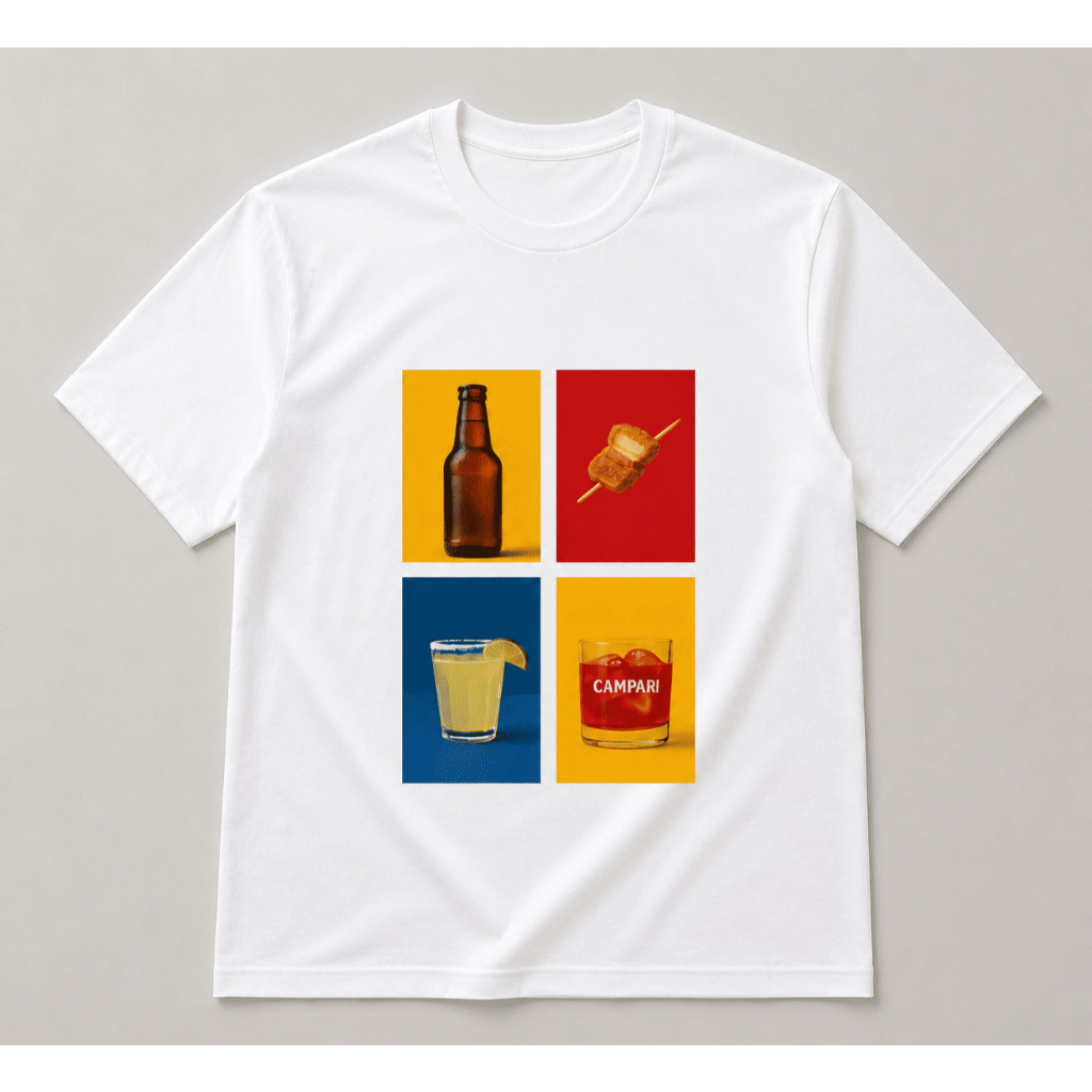 Camiseta Masculina Campari Estampada Lifestyle Design Colorido Algodão Premium Casual Unissex