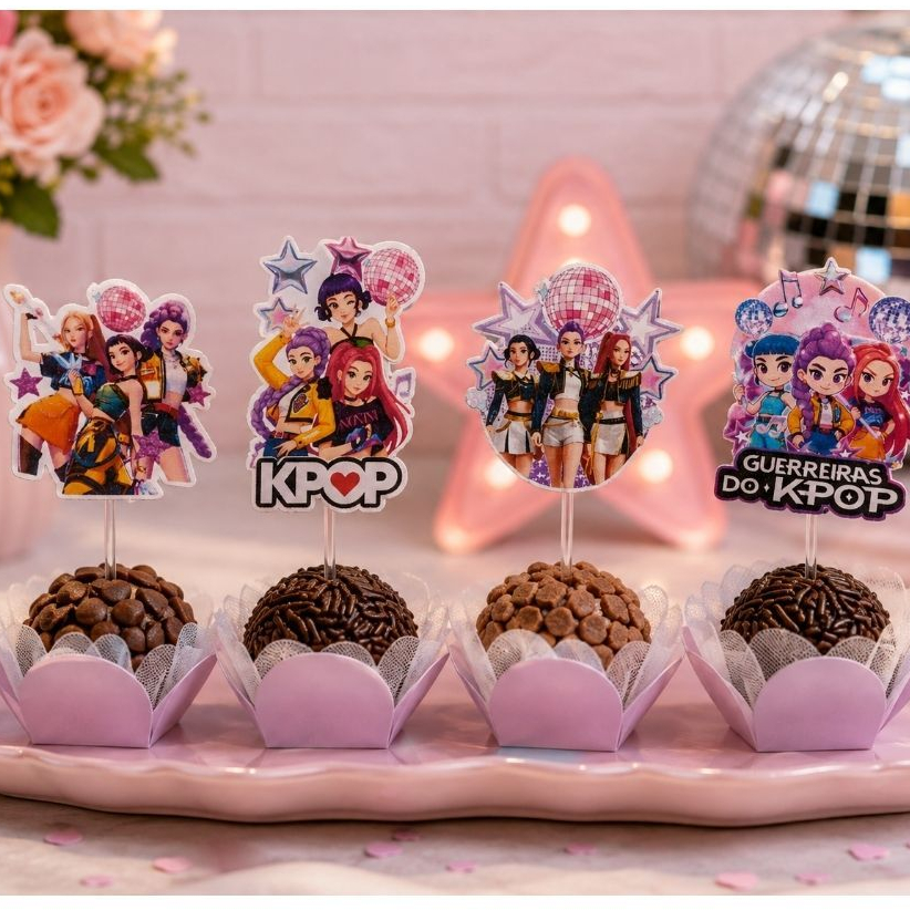 Envio em 24hs - Topo para docinhos Guerreiras K-POP, lembrancinhas personalizadas, kit festa, aniversario