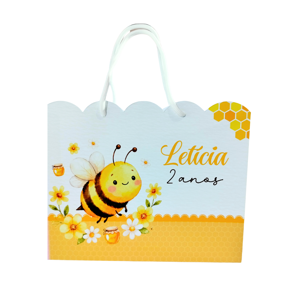 Kit Sacola Surpresa Lancheira Personalizada Lembrancinha Aniversário Abelhinha Abelha PEGUE E MONTE
