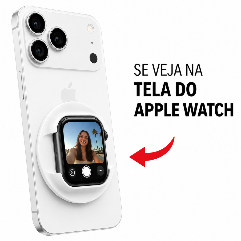 Suporte Apple Watch para iPhone | Enquadramento Selfie, Gravação e Vlog com Câmera Traseira