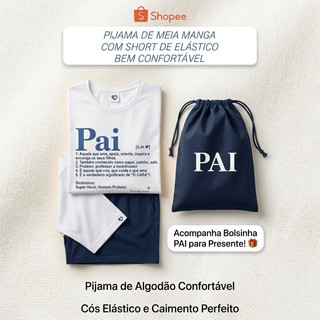 Pijama Masculino Algodão PAI confortável Presente
