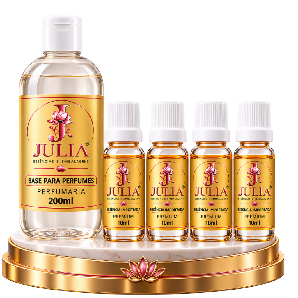 Combo 4 Essências Premium + Uma Base De Perfume Com Fixador