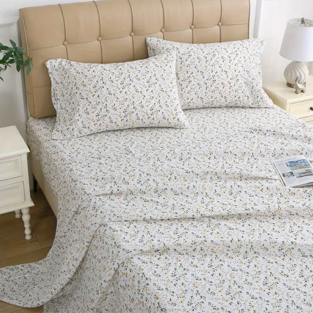 Jogo Lençol Cama Casal 4 Peças Com Elástico Fronha Toque Macio Suave Confortável