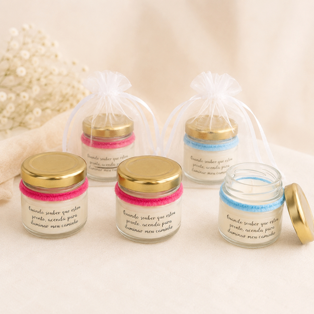 10 Mini Velas Aromáticas PERSONALIZADAS Lembrancinha Batizados Cha Bebe Aniversarios Maternidade