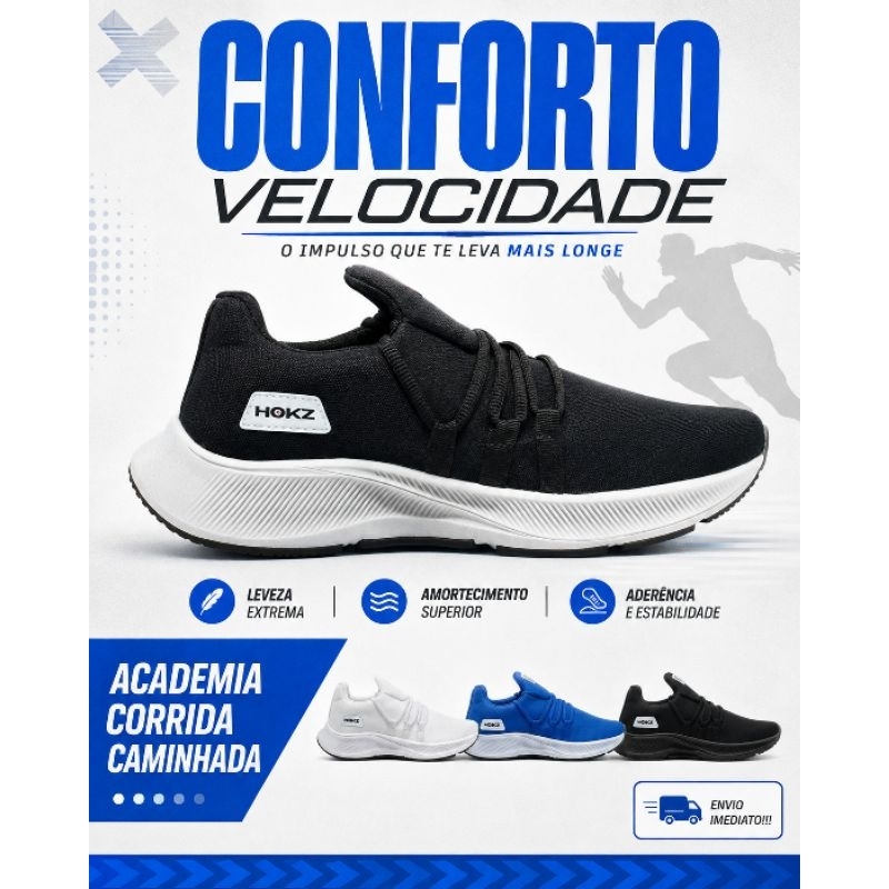 Tênis Esportivo Unissex, academia, caminhada, corrida treino