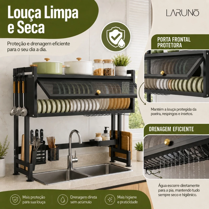 Escorredor de Louças Suspenso sobre Pia Kitchen Rack Inox — foto 5