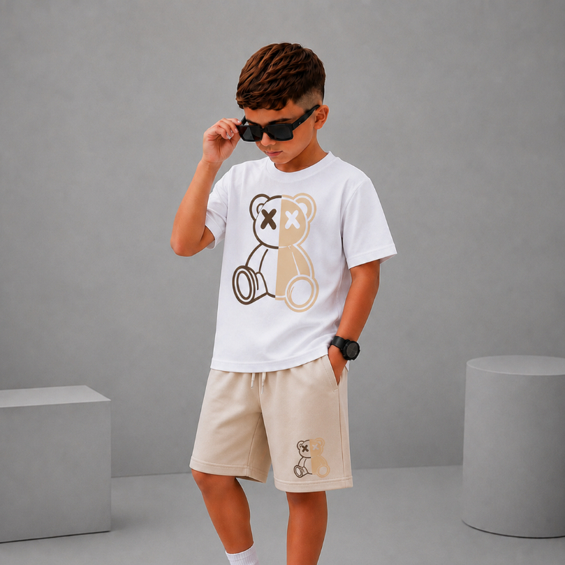 Conjunto Infantil Menino Camisa e Bermuda Fresquinha para Natal e Fim de Ano | Tamanhos 2 a 14 Anos