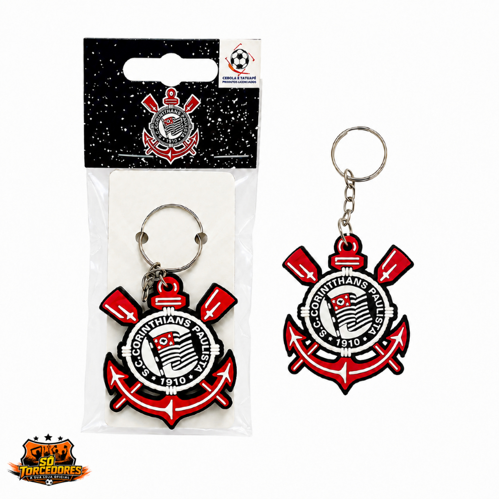 CHAVEIRO DE BORRACHA ESCUDO OFICIAL/ ORIGINAL - Corinthians