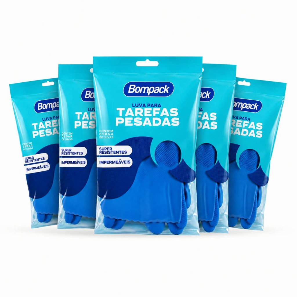 Kit Luva Tarefas Pesadas P M G Resistente e Impermeável/ 1 3 e 5 Unidades